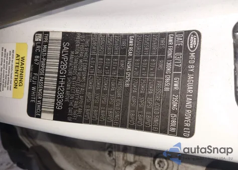 2017 Land Rover Range Rover Evoque Se/Se Premium z USA, uszkodzony, nr VIN SALVP2BG1HH238369